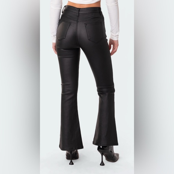 Petite Luna Faux Leather Flare Jeans - Picture 4 of 8